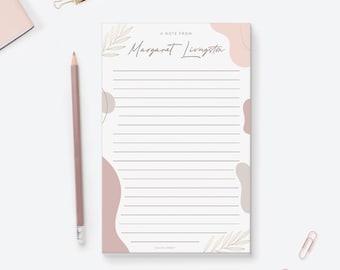 A Note From Personalized Notepad, Modern Chic Stationery for Women, Custom Calligraphy Writing Paper To Do List Planner, Teacher Gifts