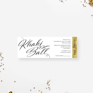 Khaki Ball Ticket Invitation Template, US Navy Chiefs Party Invites, Military Ball Printable Digital Download, Ball Invite Party