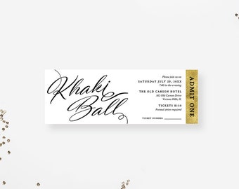 Khaki Ball Ticket Template - Etsy