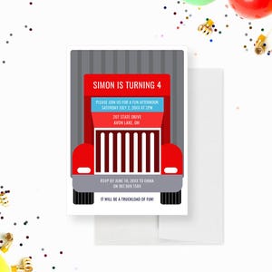 Truck Birthday Party Invitation Template, Kids Truck Printable Party Digital Download, Truck Theme Boy Birthday Editable Invite