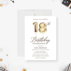 Plantilla de invitación para fiesta de 18 años, descarga digital de fiesta sorpresa de 18 años, invitaciones imprimibles para cumplir 18 años