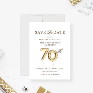 70e Save the Date-kaartsjabloon, 70e verjaardag ballon digitale download, 70e zakelijke huwelijksverjaardag
