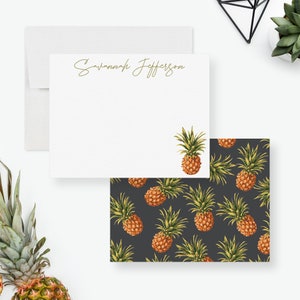 Personalized Pineapple Stationery Set, Custom Pineapple Note Card, Pineapple Summer Wedding Thank You Cards, Fruit Stationary for Her