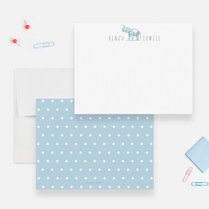Cartes de correspondance éléphant, ensemble de papeterie pour bébé mignon, cadeau de shower de bébé garçon, papeterie personnalisée cartes de remerciement pour bébé, cadeaux de jolie papeterie éléphant