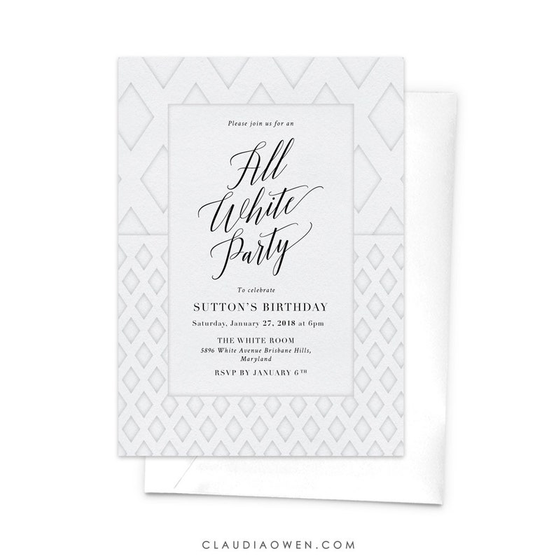 All White Party Invitation White Themed White Party Etsy