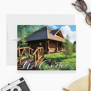 Airbnb Welcome Card With Photo Personalized Host Note for Guests Custom Cottage Rental Insert for Vacation Homes or Cabins