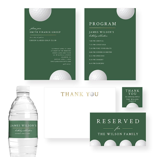 Golf Masters Party Invitation, Golf Itinerary Editable Template, Golf Tournament Cards, Golf Weekend Trip Digital Download, Golf Outing