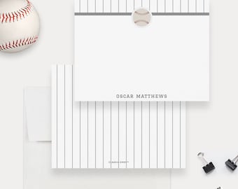 Baseball Note Cards Men's Stationery, Gift For Men Sport Personalized Note Card Set Baseball Player Set of Flat Note Card, Baseball Gift