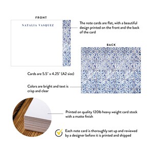 Personalized Stationery Set for Women, Italian Blue Tiles Modern Home Office Note Card, Mediterranean Design Elegant Adult Stationery image 2