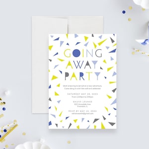 Sjabloon uitnodiging feest gaan weg, kleurrijke afscheidsfeestje bewerkbare uitnodiging, bewegende uitnodiging voor feest instant digitale download