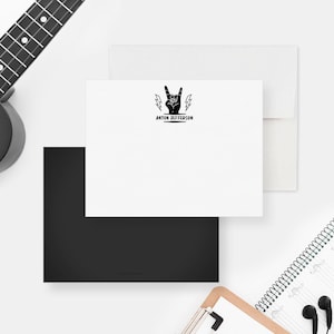 Carte de correspondance Rockstar personnalisée, ensemble de papeterie pour musiciens, cartes de remerciement pour anniversaire concert de rock, cadeaux musique rock and roll pour homme