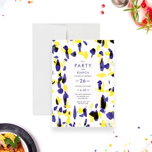 Colorful Print Invitation Card for Birthday Party, Cocktail and Dinner Invitations, Modern Invitation for 21st 30th 40th Birthday Bash