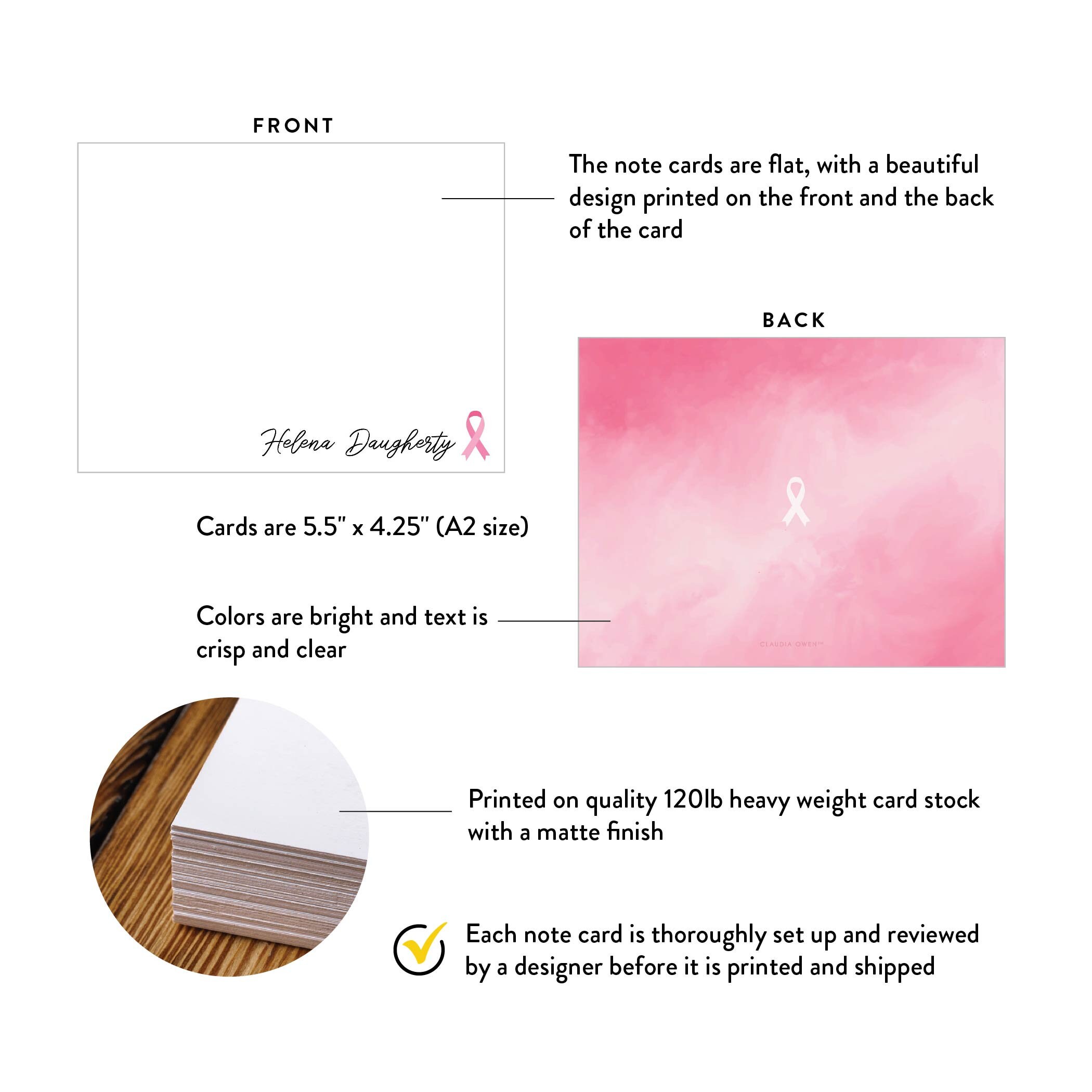 Breast Cancer Pink Ribbon Awareness Note Card, Cancer Thank You Cards ...