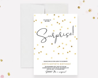 Surprise Birthday Party Invitation Instant Download, Surprise Party Invite for Any Age, 40th 50th 60th 70th 80th Birthday Editable Template