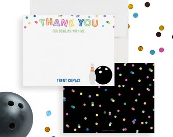 Bowling Birthday Thank You Cards For Girls And Boys, Thank You For Bowling With Me Note Cards, Bowling Party Gift, Bowling Stationary Set