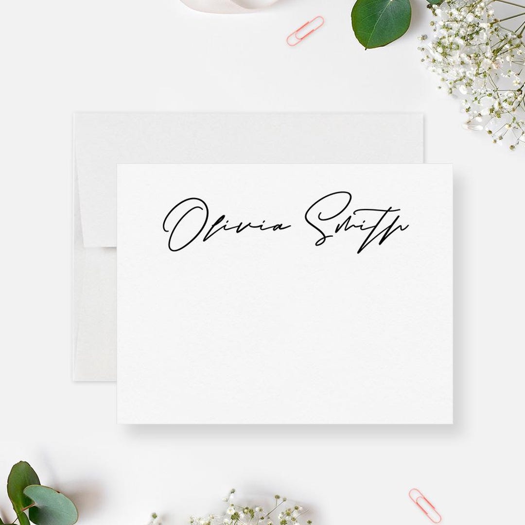 Courtesy Note Card Coral Stationary Note Card Personalized Unique Women's Stationery ...