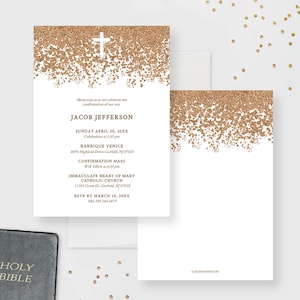 Baptism Invitation Edit Yourself Template, Confirmation Invites Digital Download, Christian Holy Cross, Religious Celebration