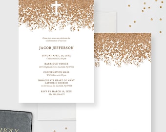 Baptism Invitation Edit Yourself Template, Confirmation Invites Digital Download, Christian Holy Cross, Religious Celebration