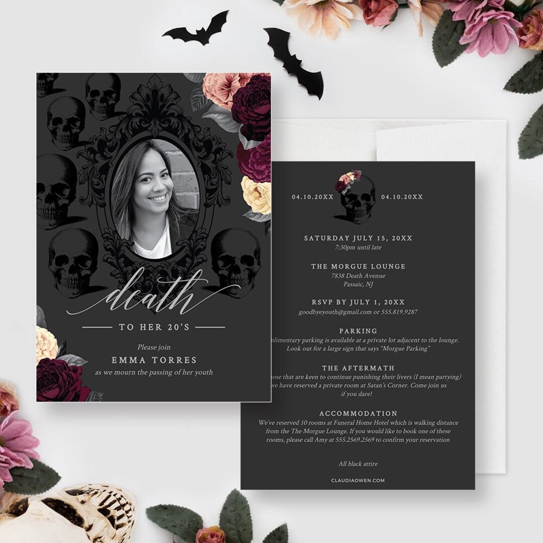 Death to My 20s Party Invitation Editable Template With Photo Etsy