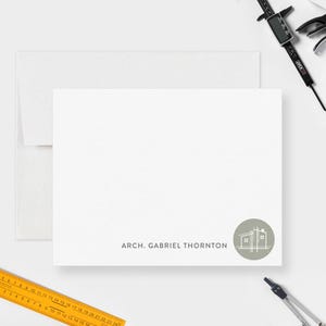 Personalized Architect Note Cards Custom Architecture Stationery Set with Name Modern Design Thank You Cards for Builders and Designers