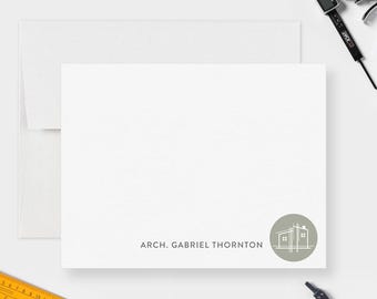 Personalized Architect Note Cards Custom Architecture Stationery Set with Name Modern Design Thank You Cards for Builders and Designers