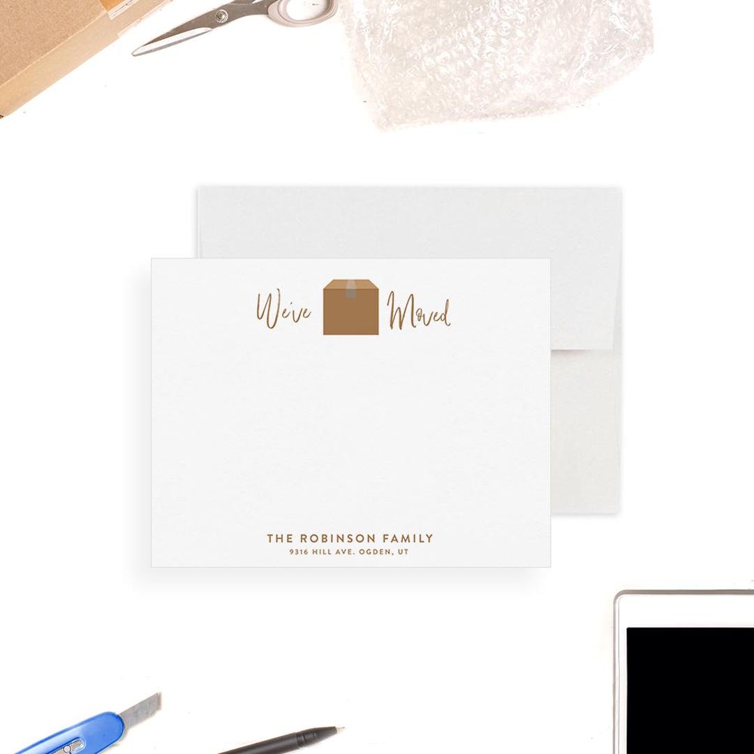 We’ve Moved Thank You Cards Personalized Flat Note Card Set With New ...