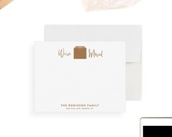 We’ve Moved Thank You Cards Personalized Flat Note Card Set With New Address Custom Moving Announcement Stationery For Housewarming