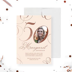 50. Geburtstag Foto-Einladung Digitaler Download, Frauen 50. druckbare Vorlage Erwachsene Party lädt, 50. Hochzeitstag Einladungen