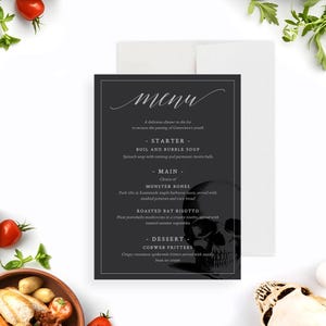 Modèle de carte de menu d'anniversaire mort, menu imprimable en téléchargement numérique, menu du dîner de fête Death to My 20s