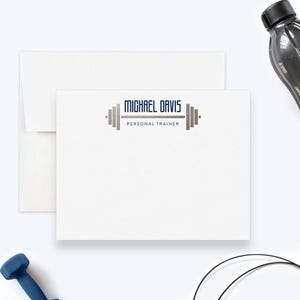 Carte de correspondance personnalisée pour entraîneur personnel, ensemble de papeterie pour instructeur de fitness, haltères d'haltérophilie pour accros de la gym, cadeau d'entraînement pour petit ami