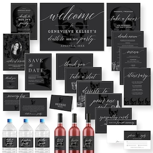 Death to Your 20s Party Invitation Matching Set Template, RIP 20s Death Party Save the Date, RSVP Obituary Wine Labels Welcome Sign