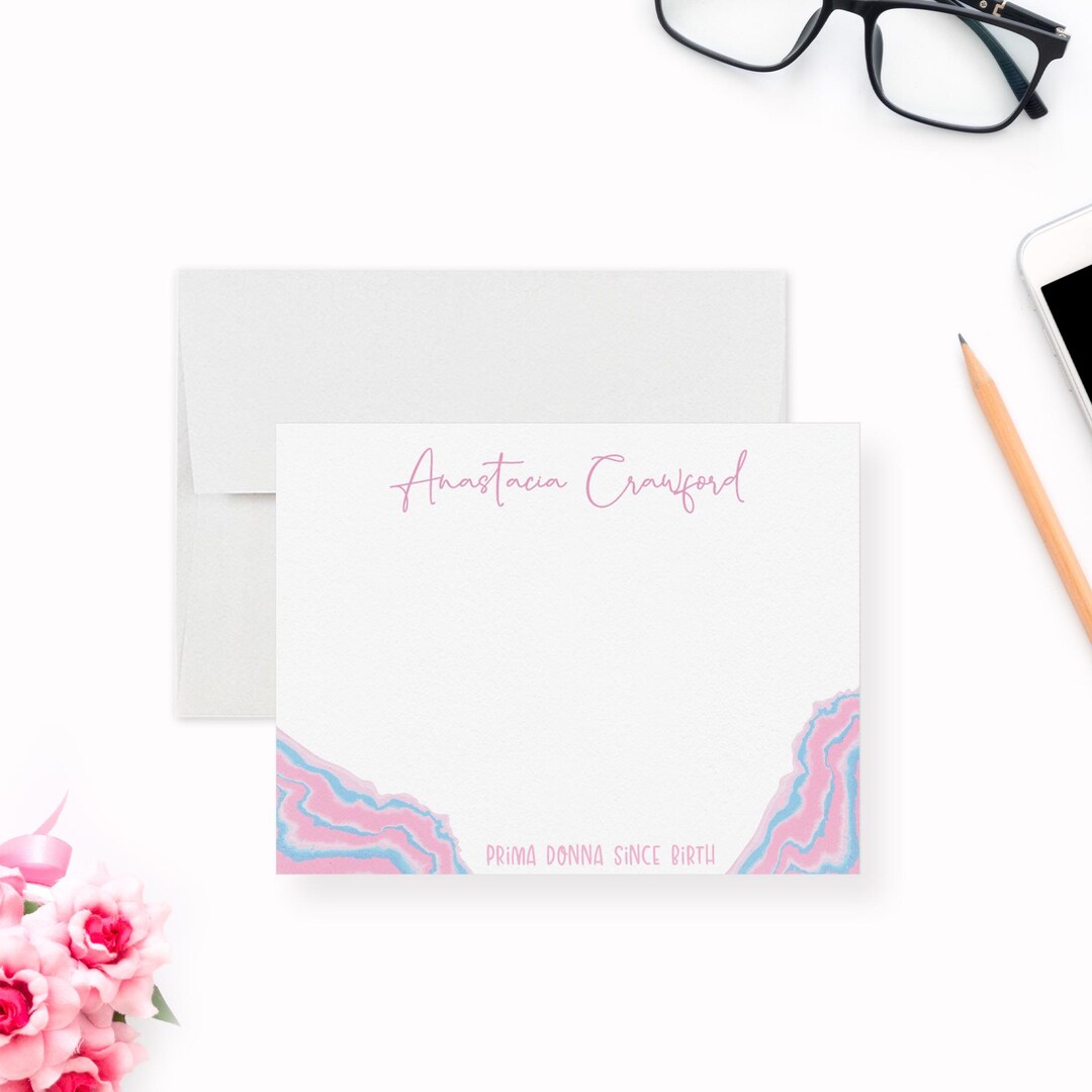 Personalized Funny Women Note Card With Envelopes, Prima Donna Greeting ...