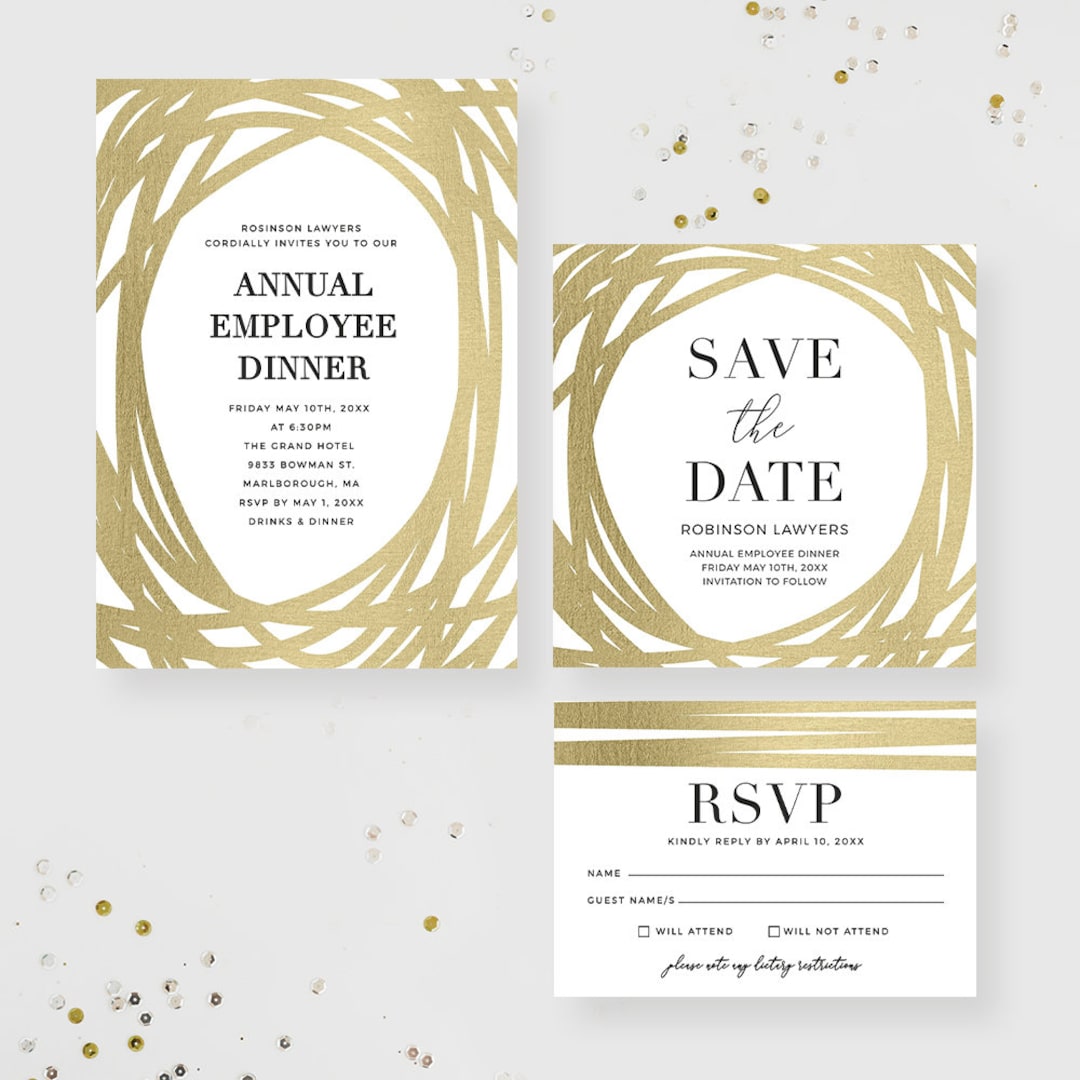 Annual Employee Dinner Invitation, Elegant Business Event Invites