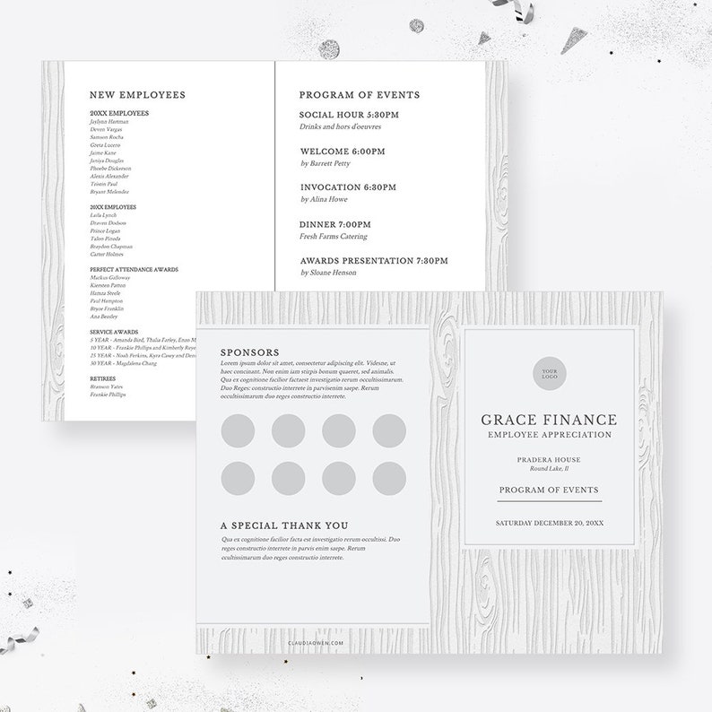Personalized Winter Gala Business Program Editable Template, Order of ...