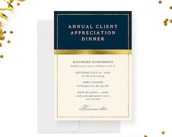 Annual Client Appreciation Dinner Party Invitation Editable Template, Formal Simple Corporate Invites Printable Digital Download