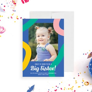 Promu grande soeur faire-part de grossesse en téléchargement numérique, cartes imprimables grand frère, nouveau bébé fille garçon, carte nouveau bébé