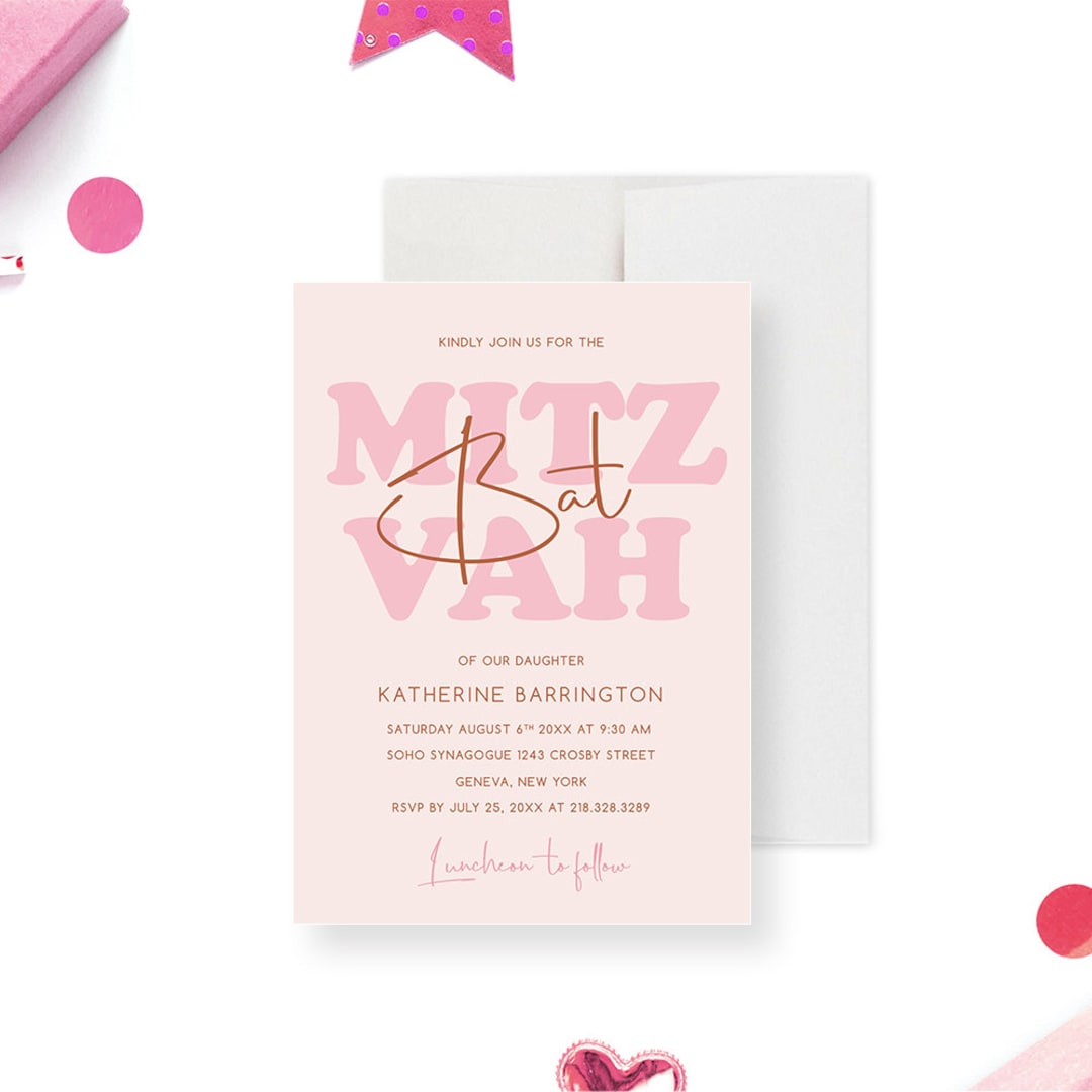 Bat Mitzvah Party Invitation, Unique Bat Mitzvah Save the Date Card ...