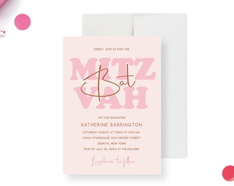 Bat Mitzvah Party Invitation, Unique Bat Mitzvah Save the Date Card, Personalized Jewish Thank You Notes