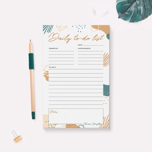 Personalized To Do List Notepad, Custom Daily To Do List Lined Notepad, Day Planner Memo Desk Pad Notepad For Women Office Notepad