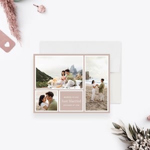 Faire-part photo de mariage Just Married Elope, nous nous sommes enfuis, carte de mariage élégante, fuite romantique jeunes mariés M. et Mme nouveau couple marié