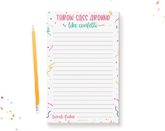 Throw Around Sass Like Confetti Notepad, Custom Funny Saying Gifts Notepad, Office To Do List  Work Planner, Sarcasm Gifts Colorful Notepad