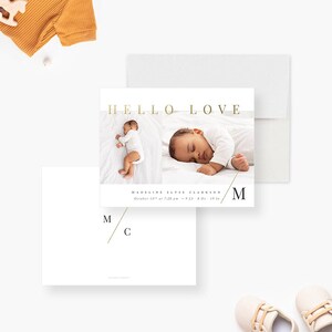 Faire-part de naissance avec photo, faire-part de naissance, carte de naissance personnalisée, bonjour tout le monde