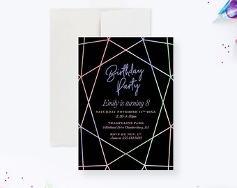 Gemstone Birthday Printed Party Invitations, Colorful Fun Invitation, 21st 30th 40th 50th Cocktail Jewel Crystal Party Theme, She's a Gem