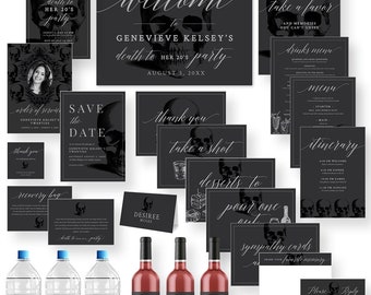 Death to Your 20s Party Invitation Matching Set Template, RIP 20s Death Party Save the Date, RSVP Obituary Wine Labels Welcome Sign