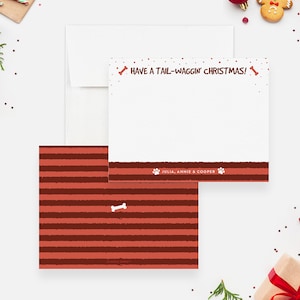 Dog Lover Christmas Thank You Note, Personalized Dog Mom and Dad Holiday Greeting Card Set, Have a Tail Waggin Christmas, Dog Christmas Gift