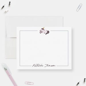 Unicorn Stationery Set for Girls Personalized Note Cards Cute Magical Writing Paper Gift for Kids Birthday Thank You Back to School