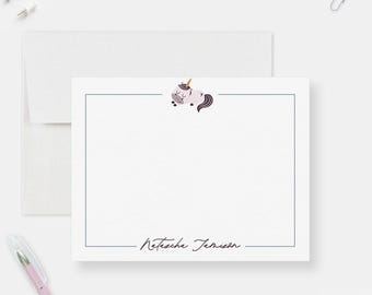 Unicorn Stationery Set for Girls Personalized Note Cards Cute Magical Writing Paper Gift for Kids Birthday Thank You Back to School