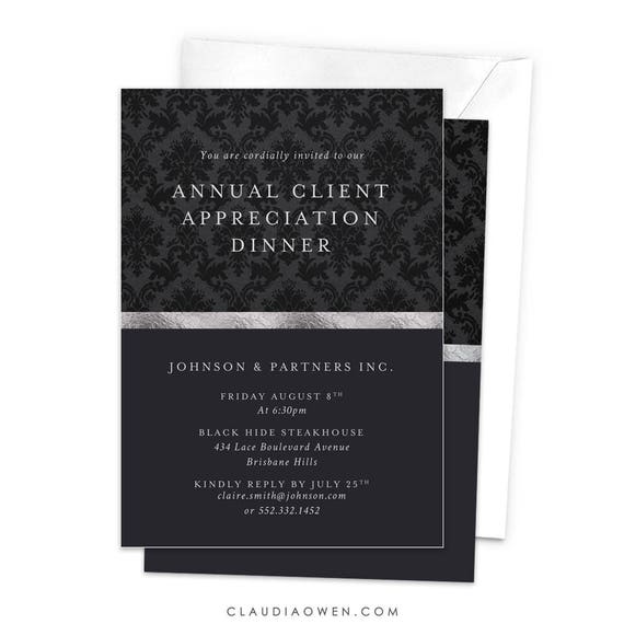 annual client appreciation dinner business invitation awards night work function gala night professional event corporate event damask business dinner invitation