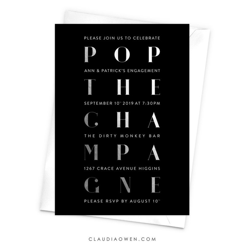 We Are Engaged Engagement Invitation Pop The Champagne Engagement Party Alcohol Drinks Invitation Engagement Invites We/'re Engaged