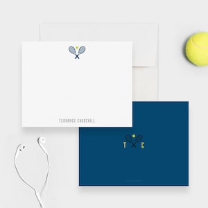 Personalized Tennis Note Cards Monogram Stationery Set, Tennis Player Gift, Sports Tennis Coach, Tennis Mom Tennis Birthday Thank You Cards